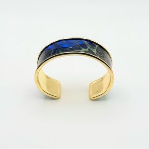 Gold and Blue Artistic Cuff Bracelet